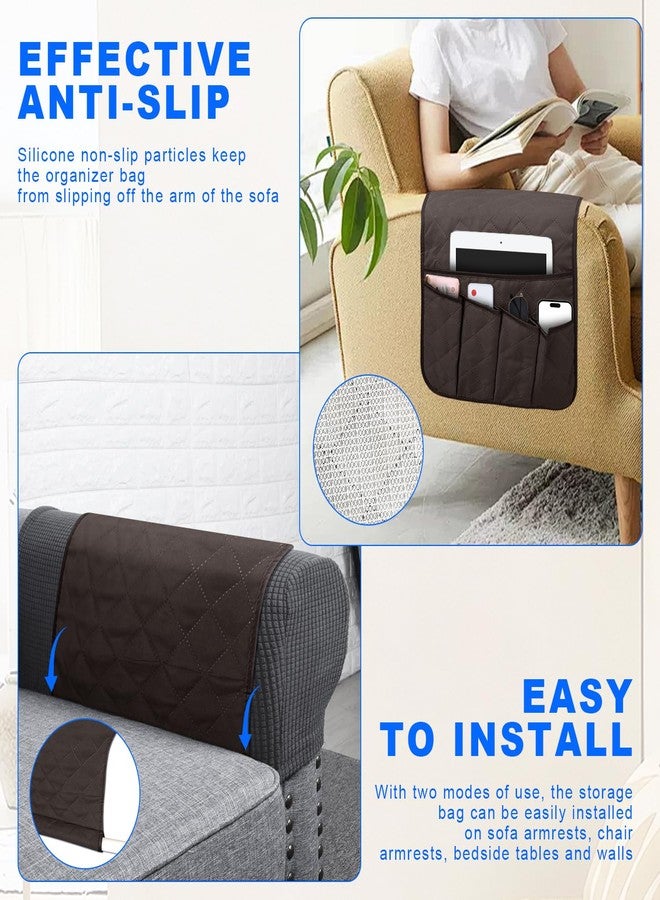 Grekos Sofa Armrest Organizer Remote Holder Bedside Caddy Organizer with 6 pockets, Chair Arm Holder Non-Slip Remote Control Holders Caddy for Magazine Tablet Phone Book - Image 5